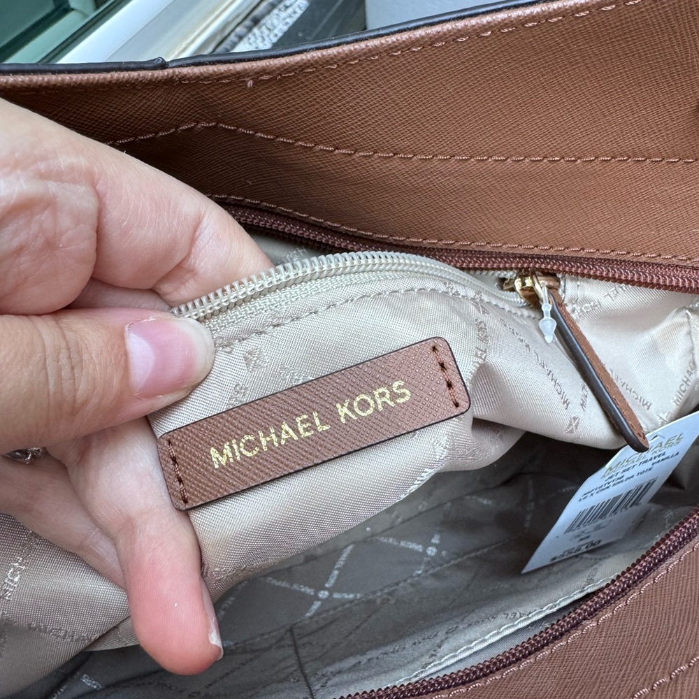 Charlotte Large Logo and Leather Top-Zip Tote Bag